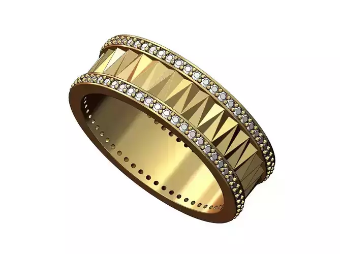 Diamond triangular facets band