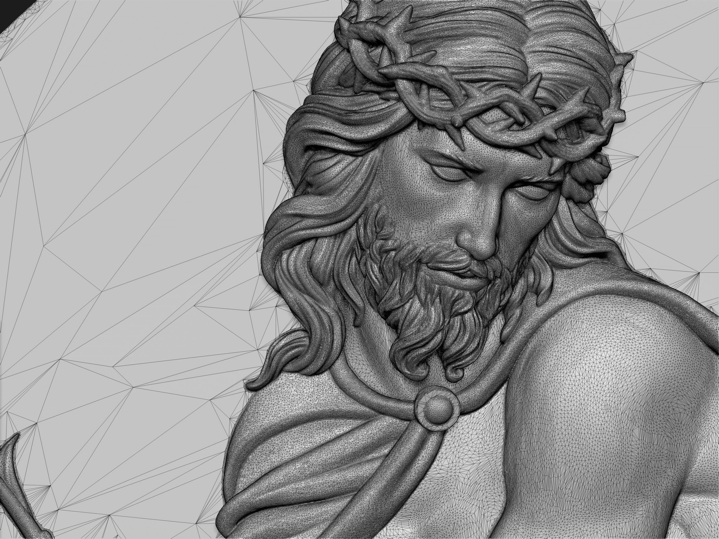 Pensive Christ Medallion 3D print model_6