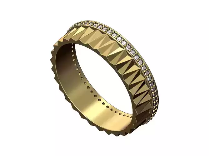 Diamond triangular facets motif band