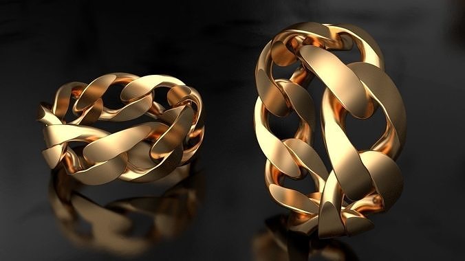 Cuban Link Chain Ring 8 mm wide 3D print model 3D print model