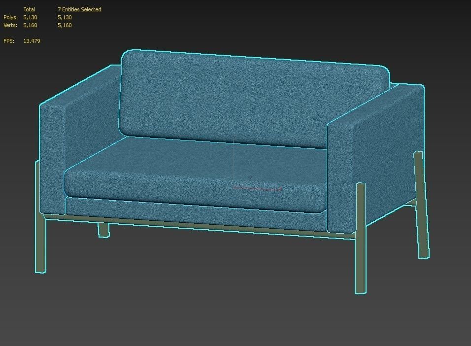 Blue Sofa 3D model_5