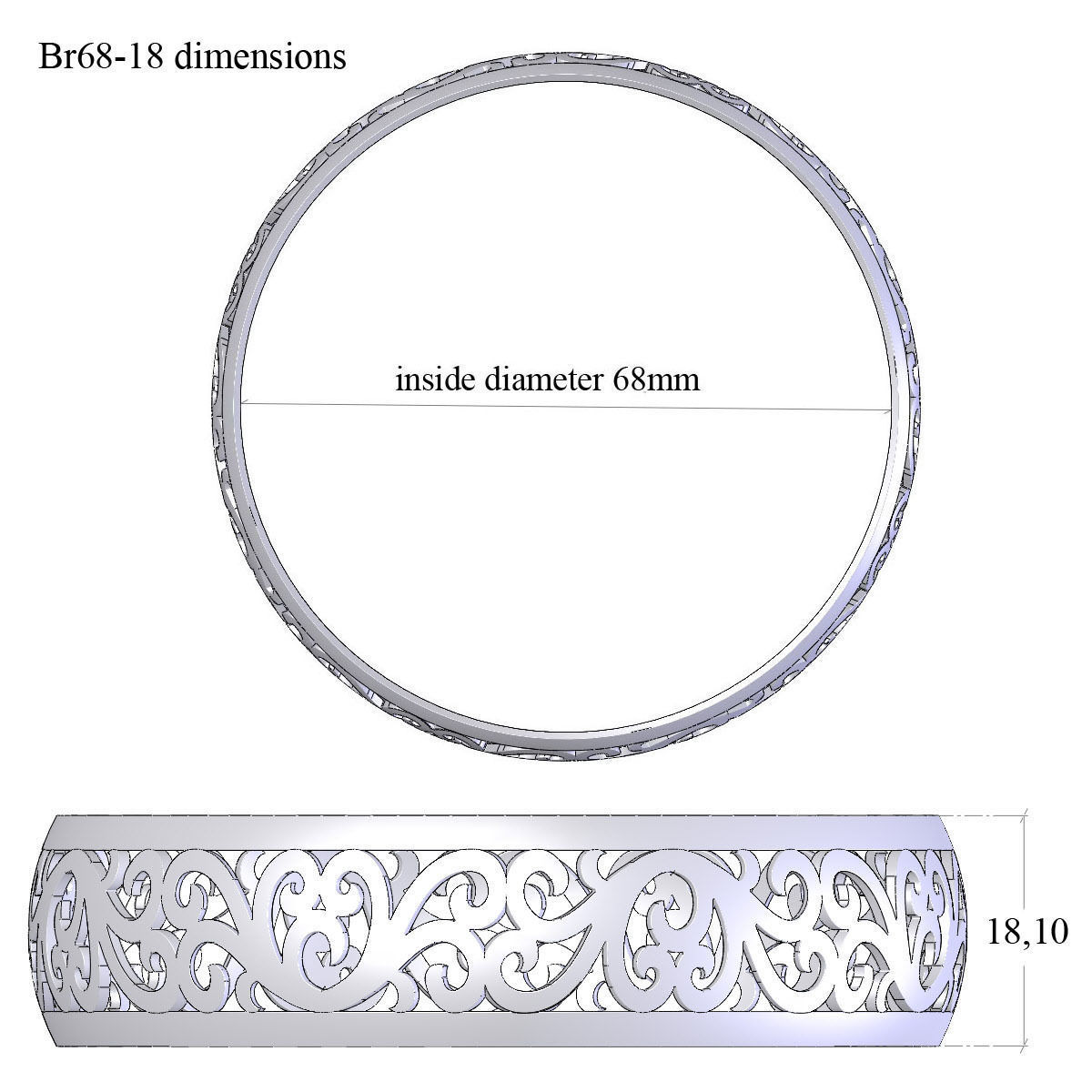 Hard Round Bracelet design 3D print model_6