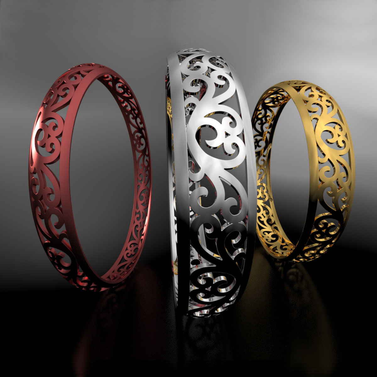Hard Round Bracelet design 3D print model_4