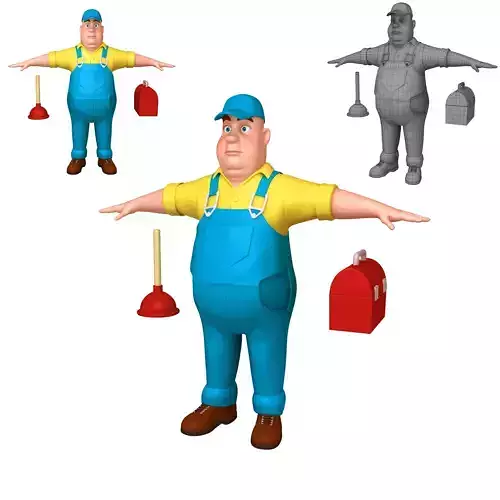 Plumber Worker Cartoon