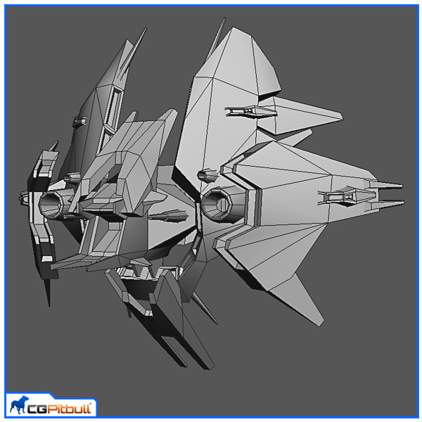 Low Poly Alien Fighter Low-poly 3D model_5