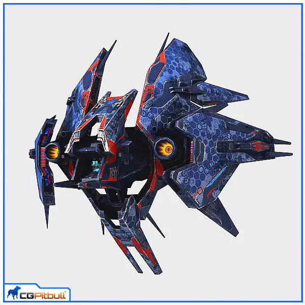 Low Poly Alien Fighter Low-poly 3D model_0