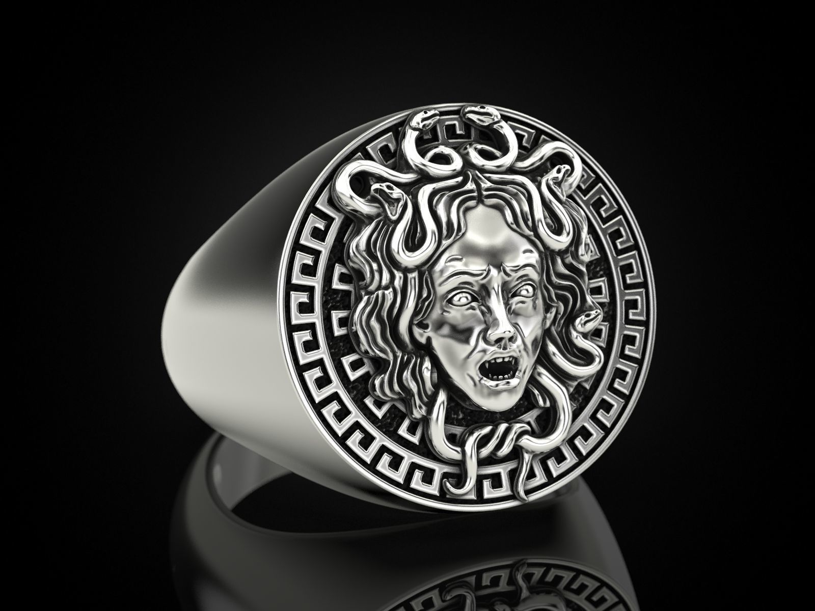 Medusa Gorgon Ring 3D print model_4