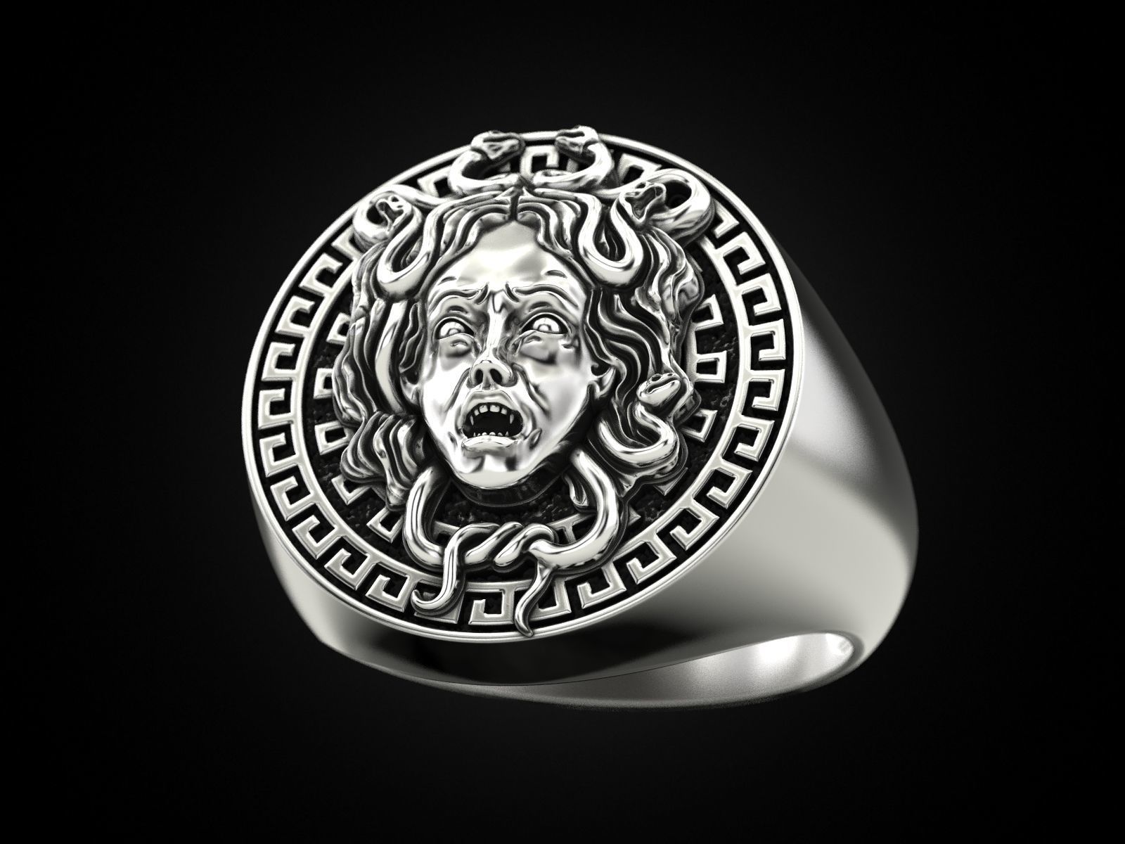Medusa Gorgon Ring 3D print model_7