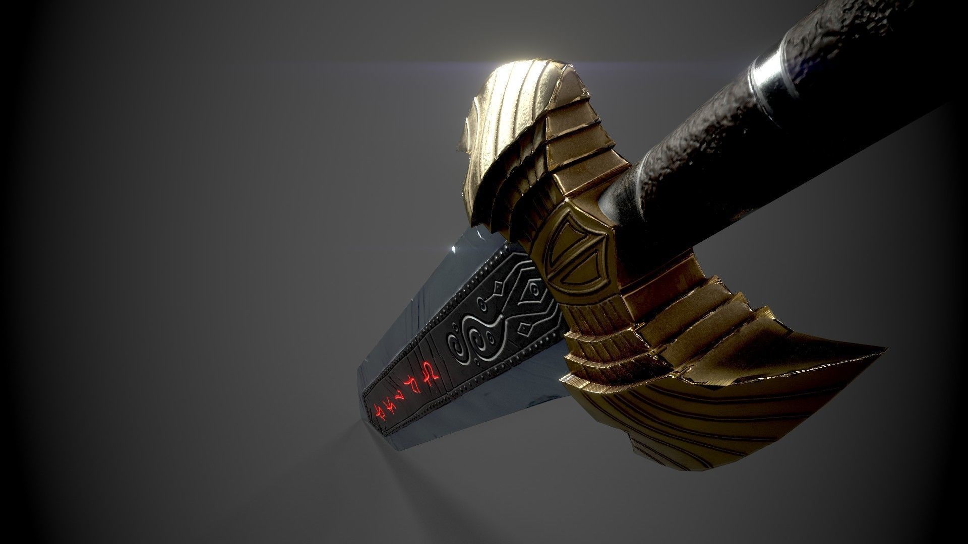 Sword with lights Low-poly 3D model_7