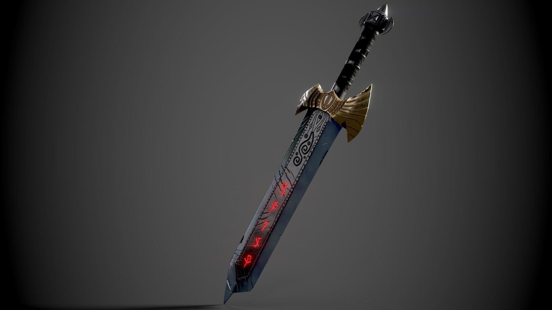 Sword with lights Low-poly 3D model_6