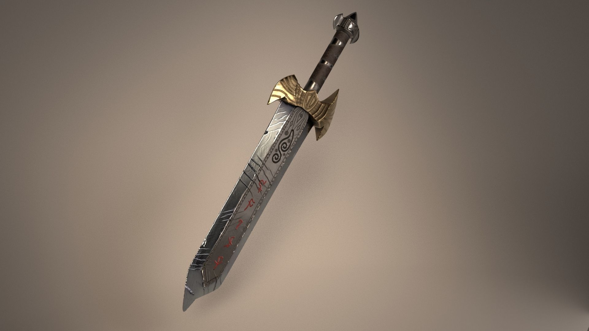 Sword with lights Low-poly 3D model_3
