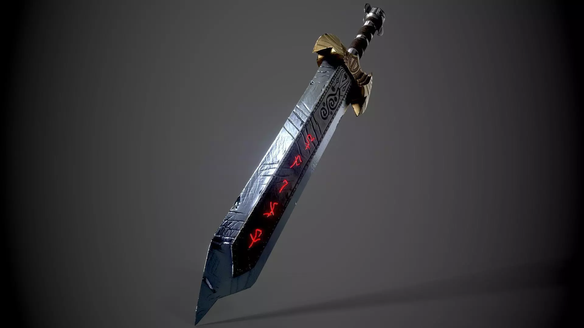 Sword with lights Low-poly 3D model_0