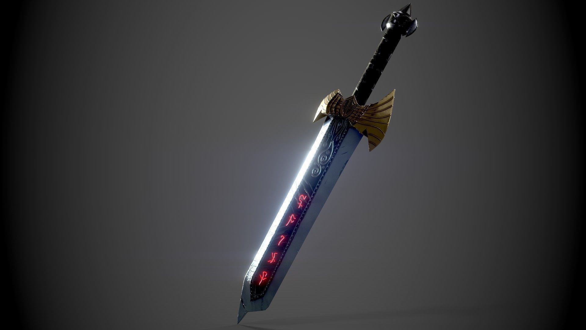 Sword with lights Low-poly 3D model_5
