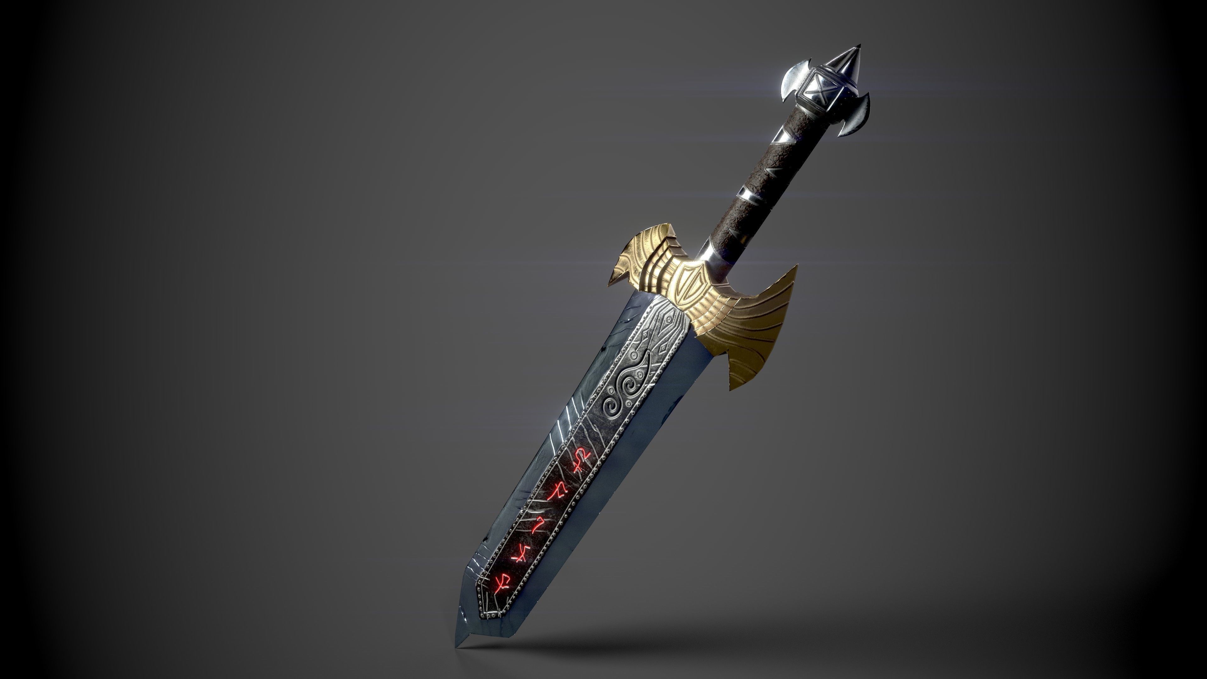 Sword with lights Low-poly 3D model_4