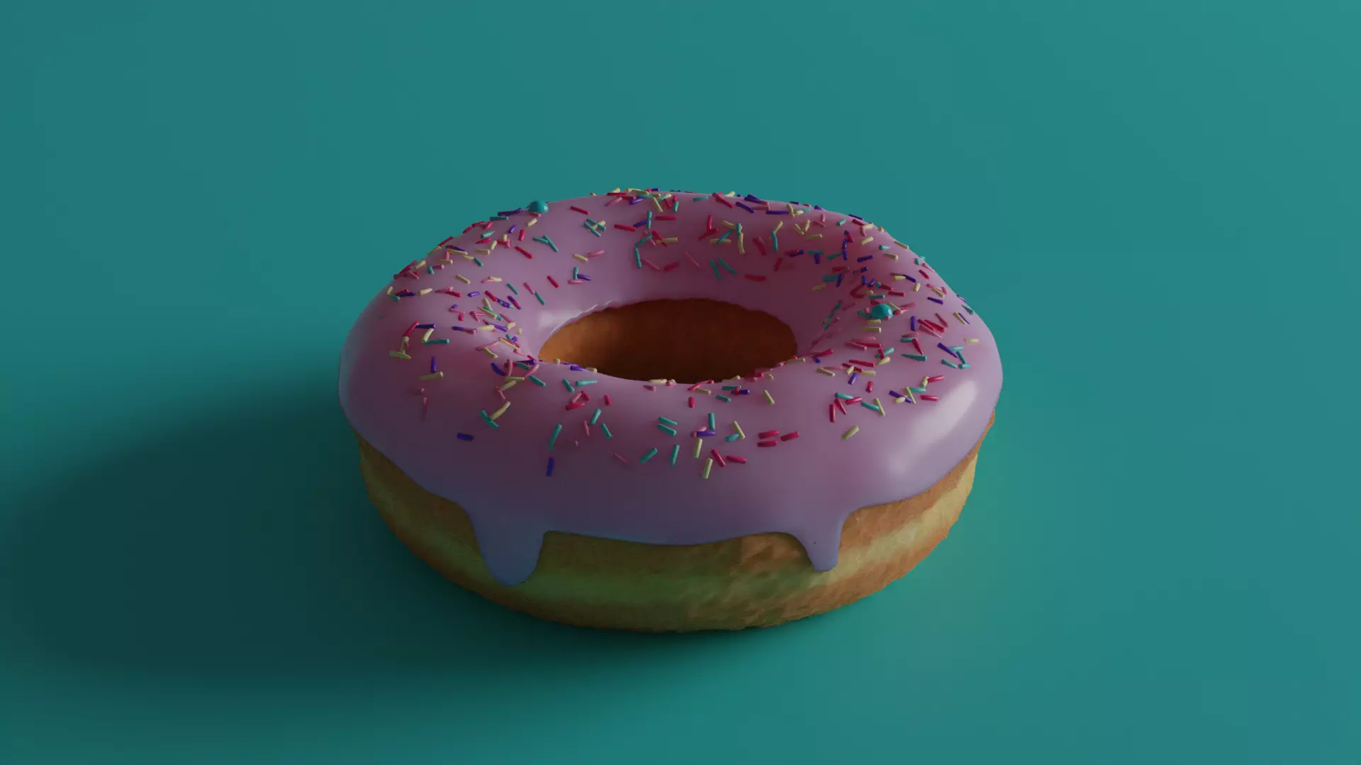 Doughnut whit pink icing and sprinkles Free low-poly 3D model