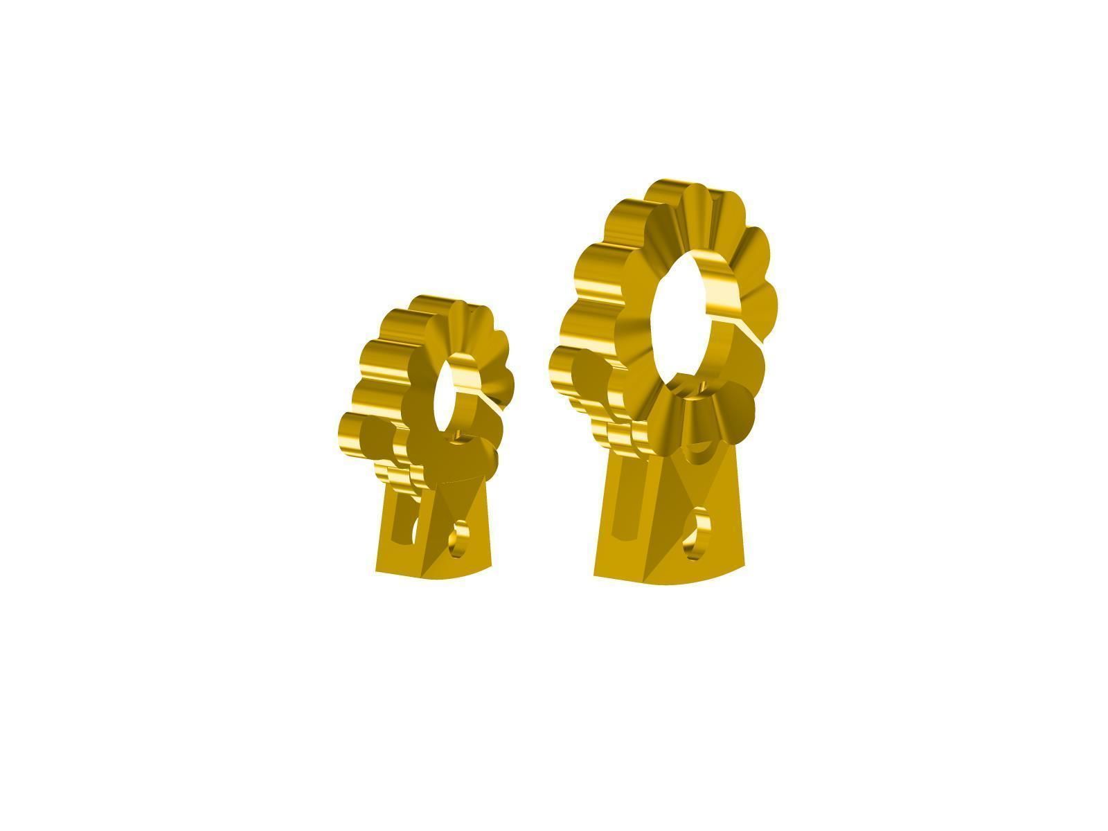 LOCKK pair of flower earrings 3D print model_2