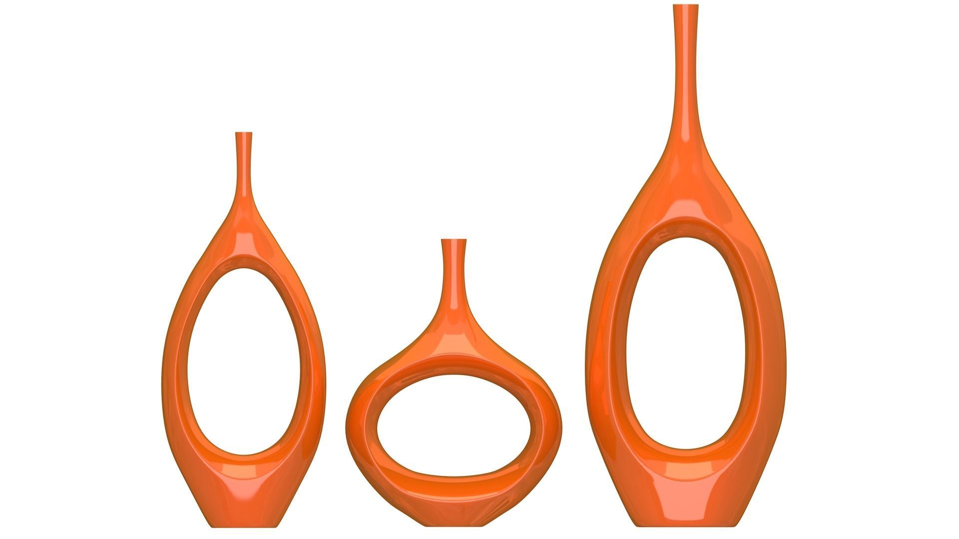 Decor Tabletop Hollowed Vases Orange 3D model_3