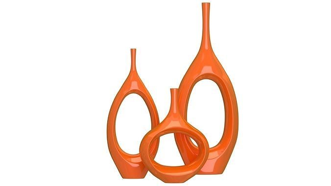Decor Tabletop Hollowed Vases Orange 3D model