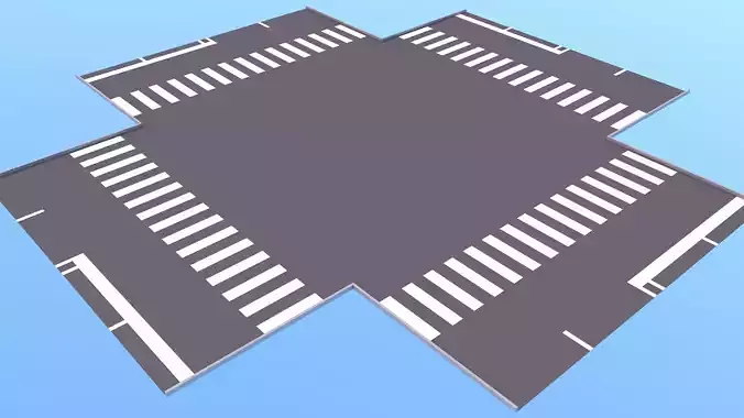 Cartoon roads elements Low-poly 3D model