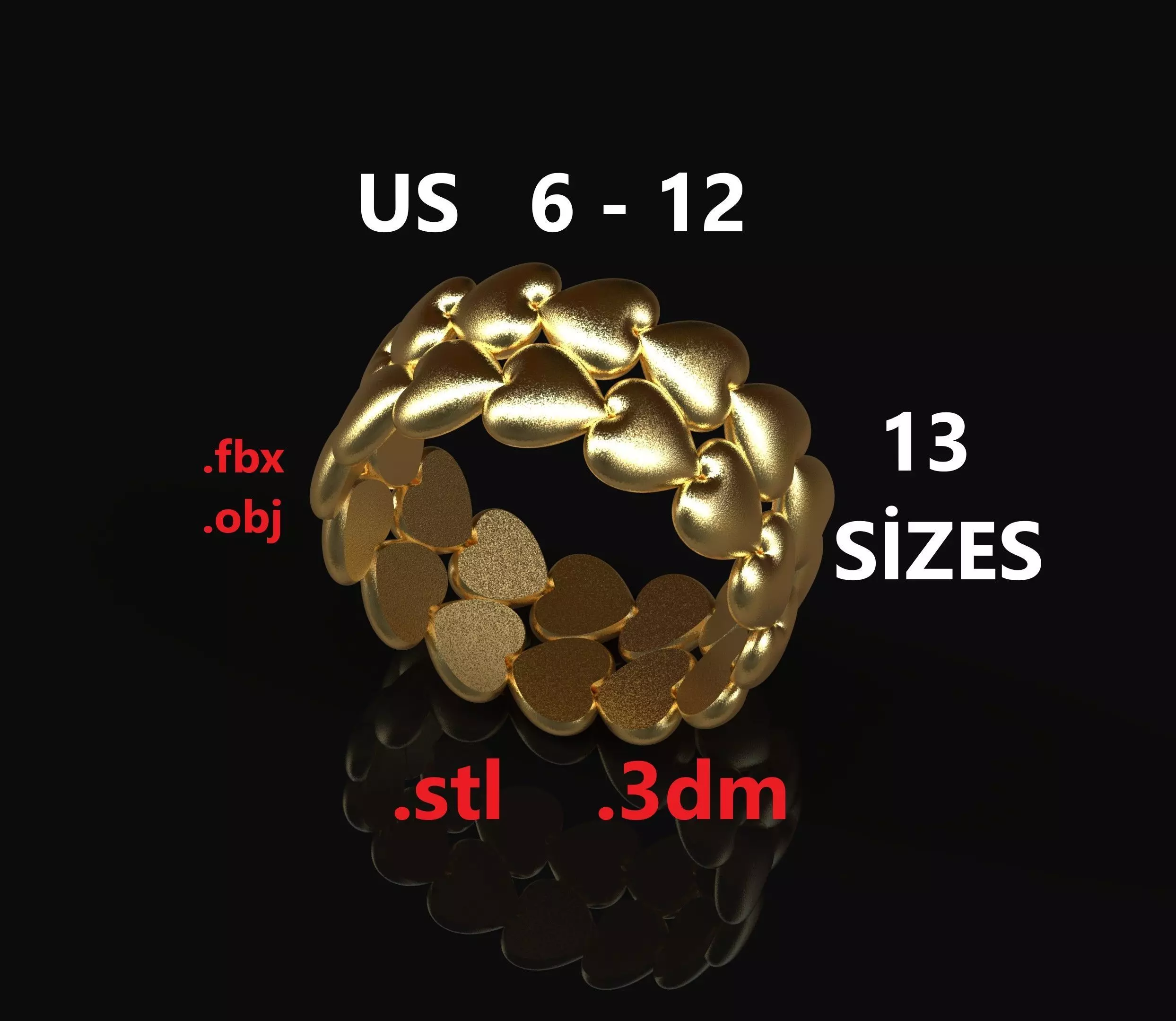 Model 229 Love Ring Valentine 3 US Size 3D print model
