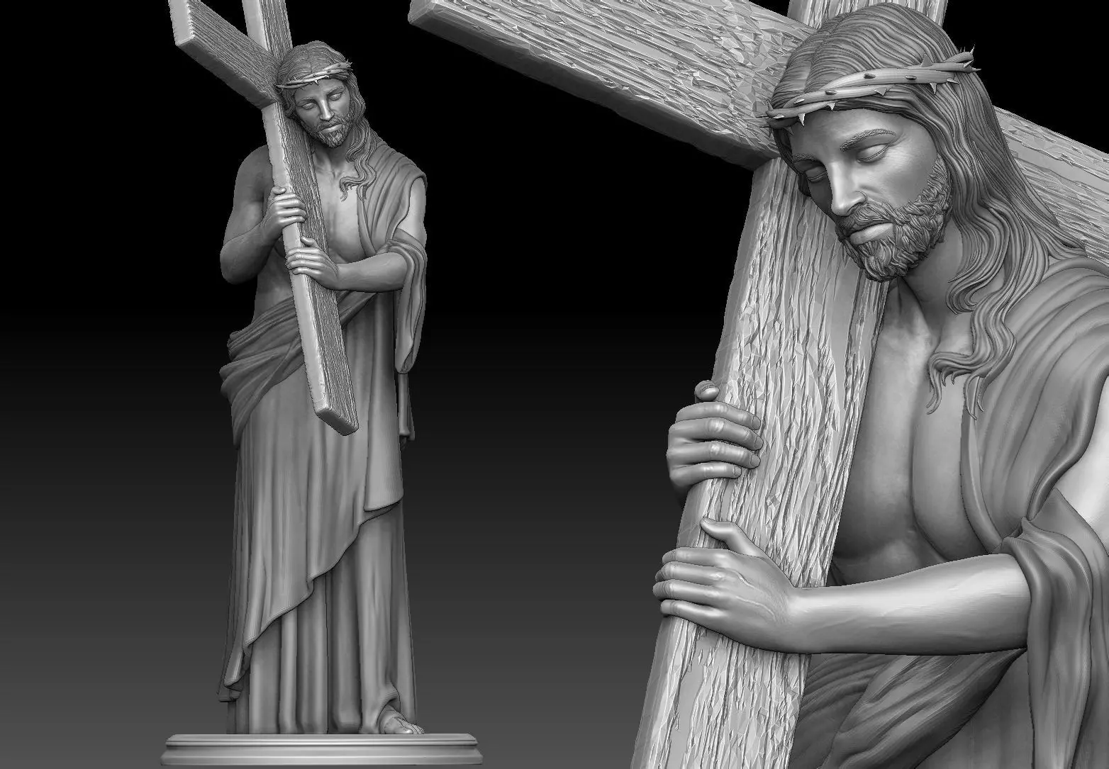 Jesus Carrying The Cross 3D print model_0