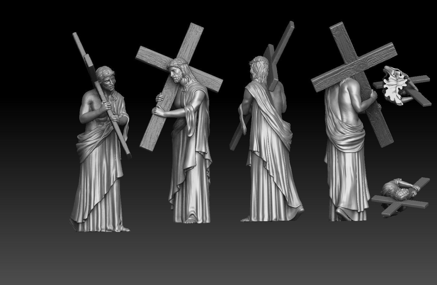Jesus Carrying The Cross 3D print model_9