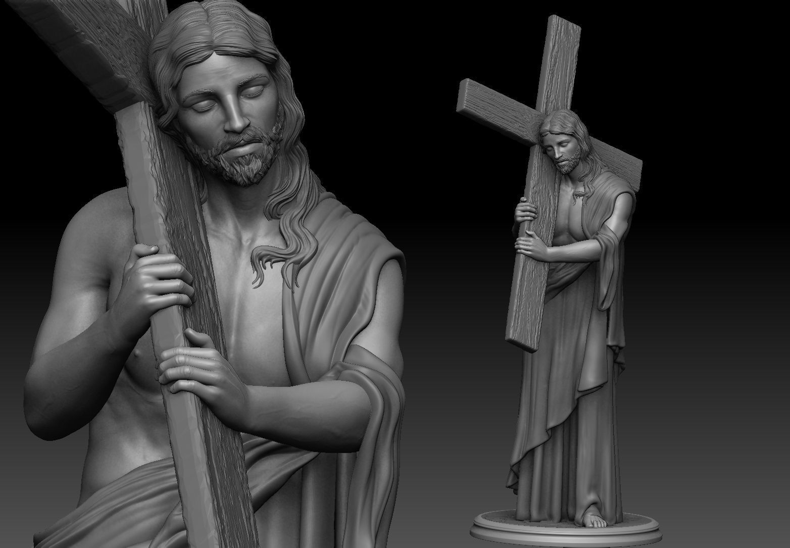 Jesus Carrying The Cross 3D print model_2