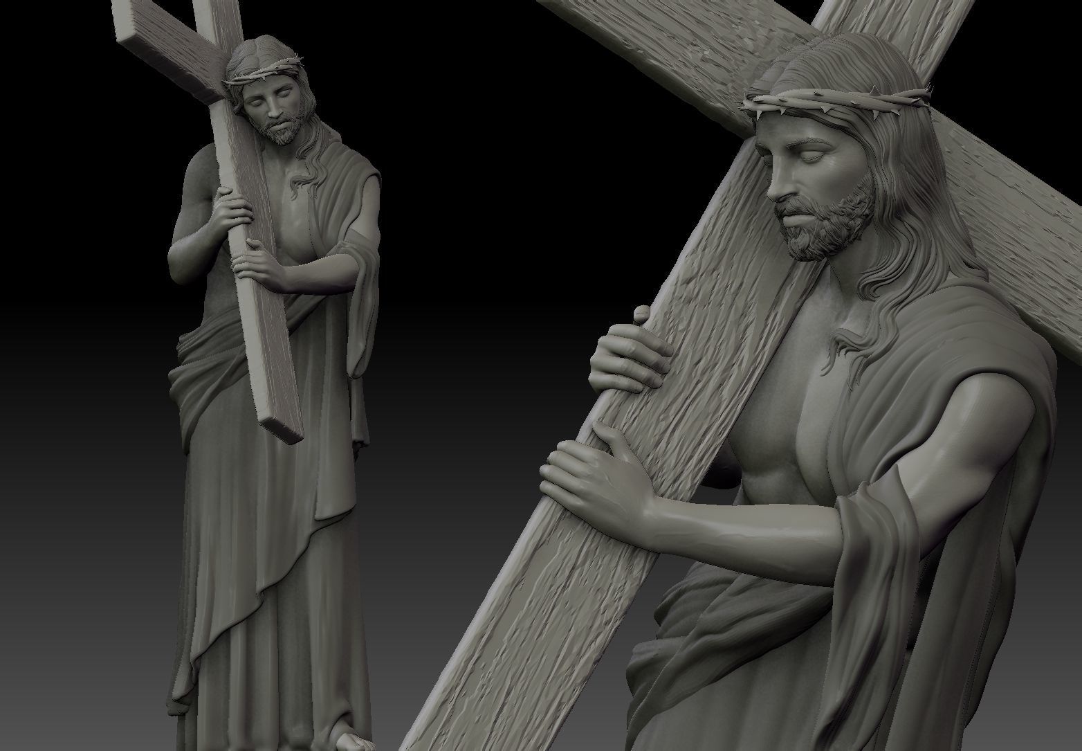 Jesus Carrying The Cross 3D print model_7