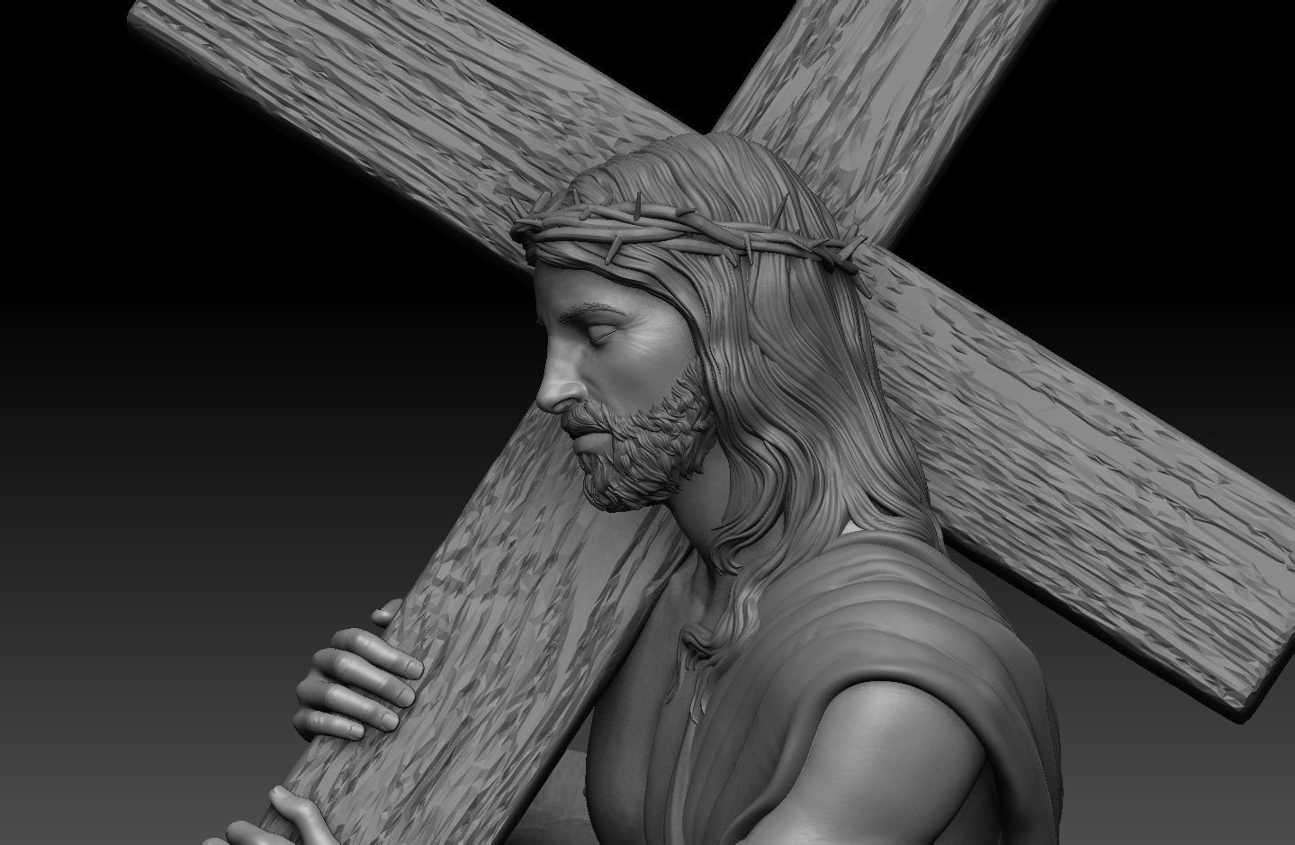 Jesus Carrying The Cross 3D print model_3