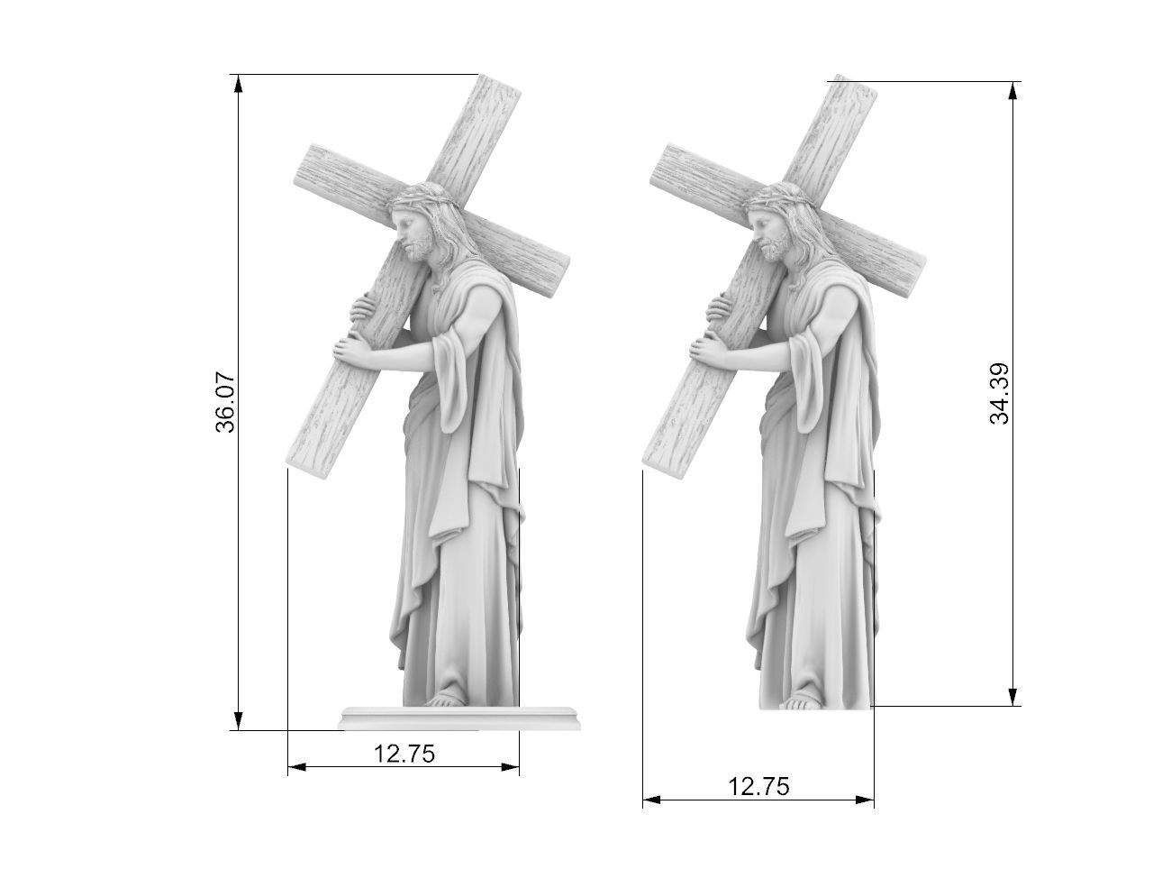 Jesus Carrying The Cross 3D print model_15