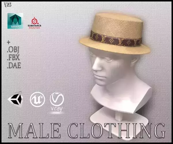 Hat Louis Vuitton Low-poly 3D model