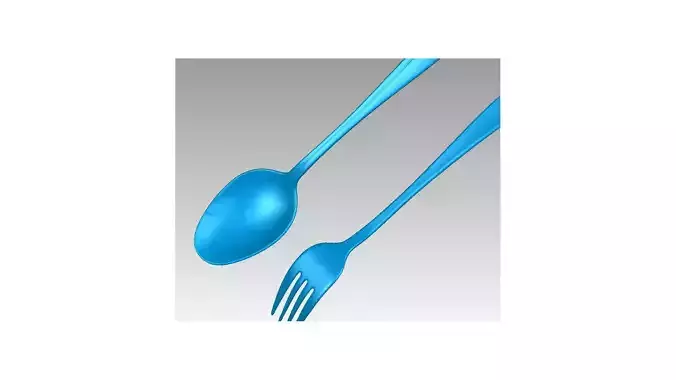 Real Stainless steel Spoon and Fork 3D Scan 3D print model