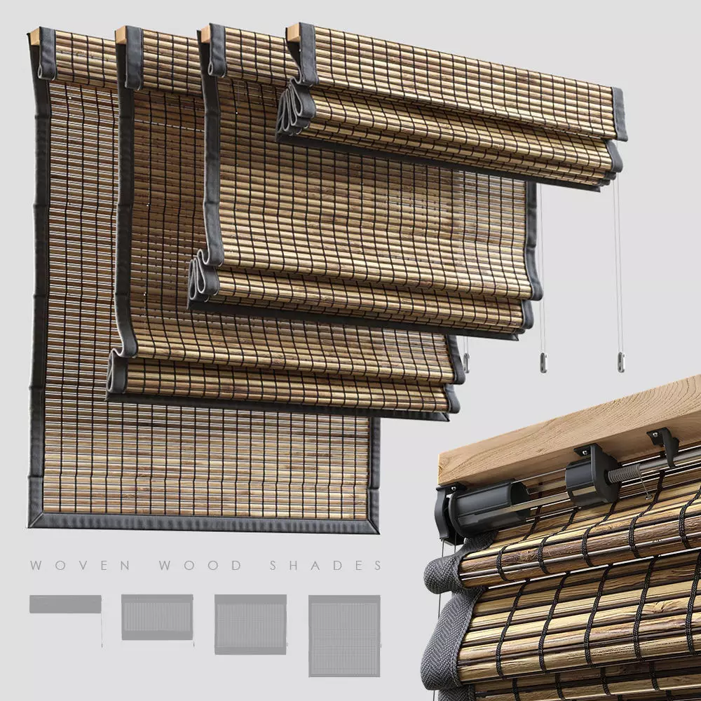 Woven Wood Shades 3D model_0
