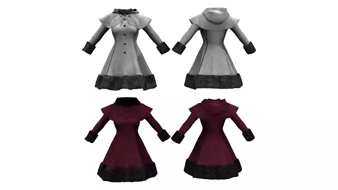 Closed Front Winter Coat With Cape