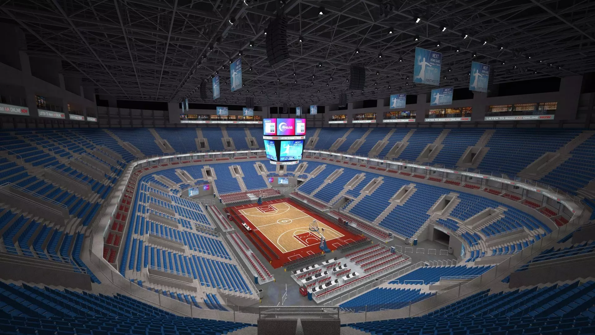 Basketball arena - interior - low poly Low-poly 3D model_0