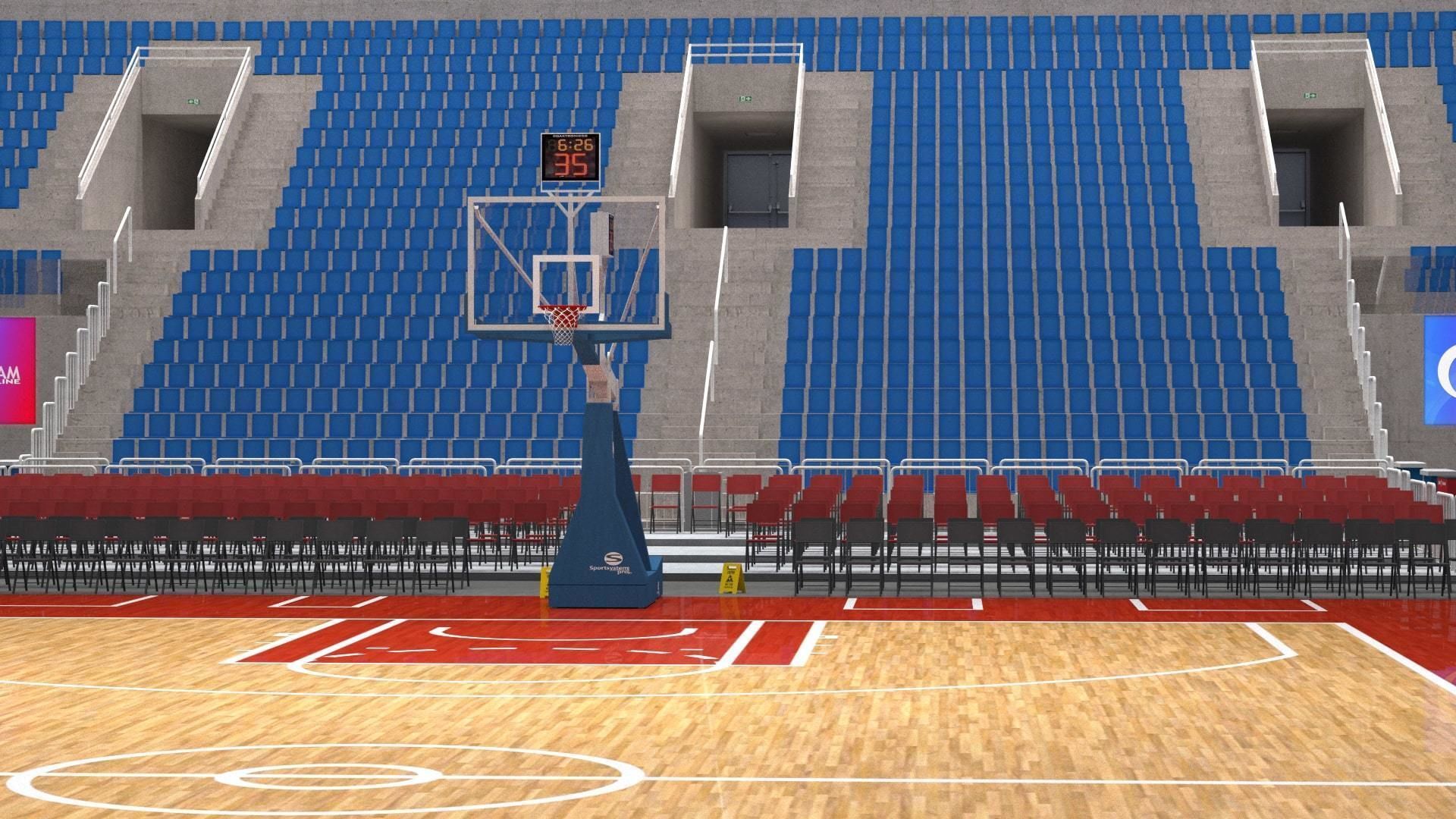 Basketball arena - interior - low poly Low-poly 3D model_6
