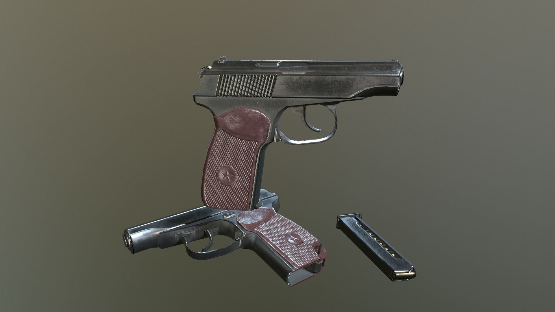Makarov Pistol Low-poly 3D model_6