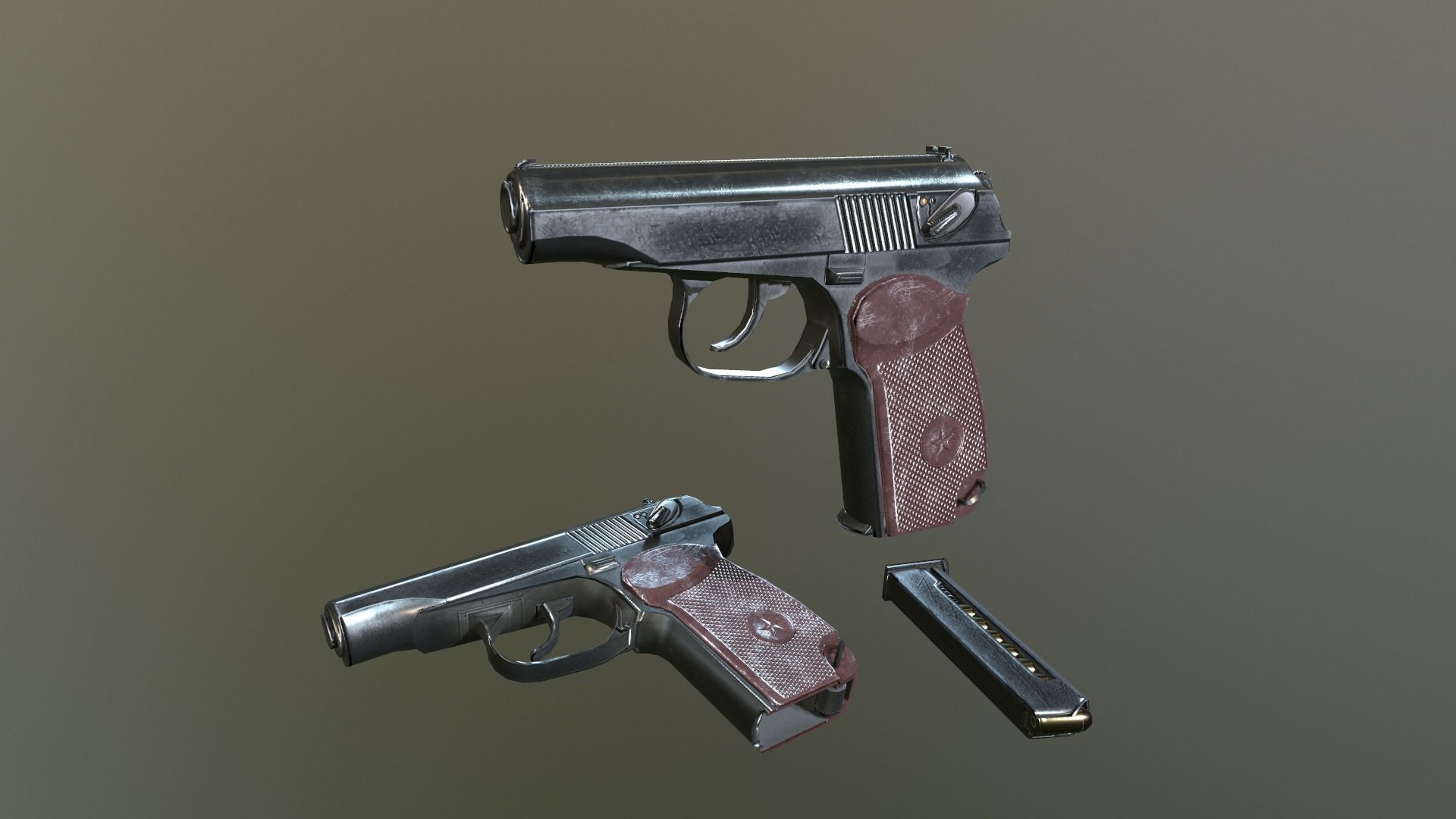 Makarov Pistol Low-poly 3D model_2