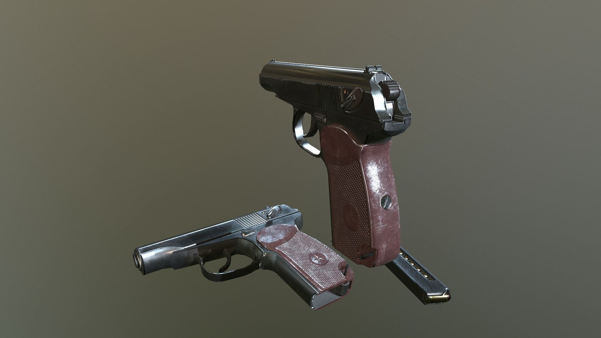 Makarov Pistol Low-poly 3D model_10