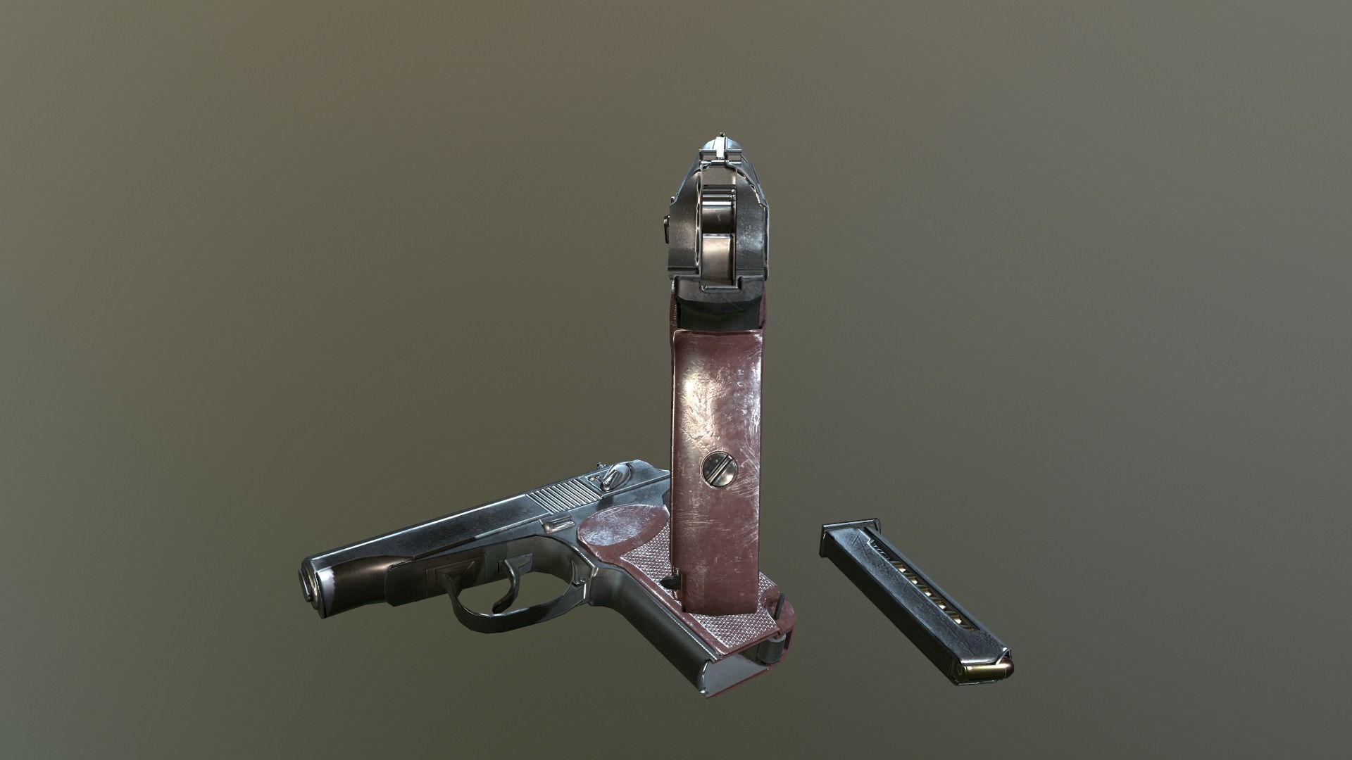 Makarov Pistol Low-poly 3D model_9