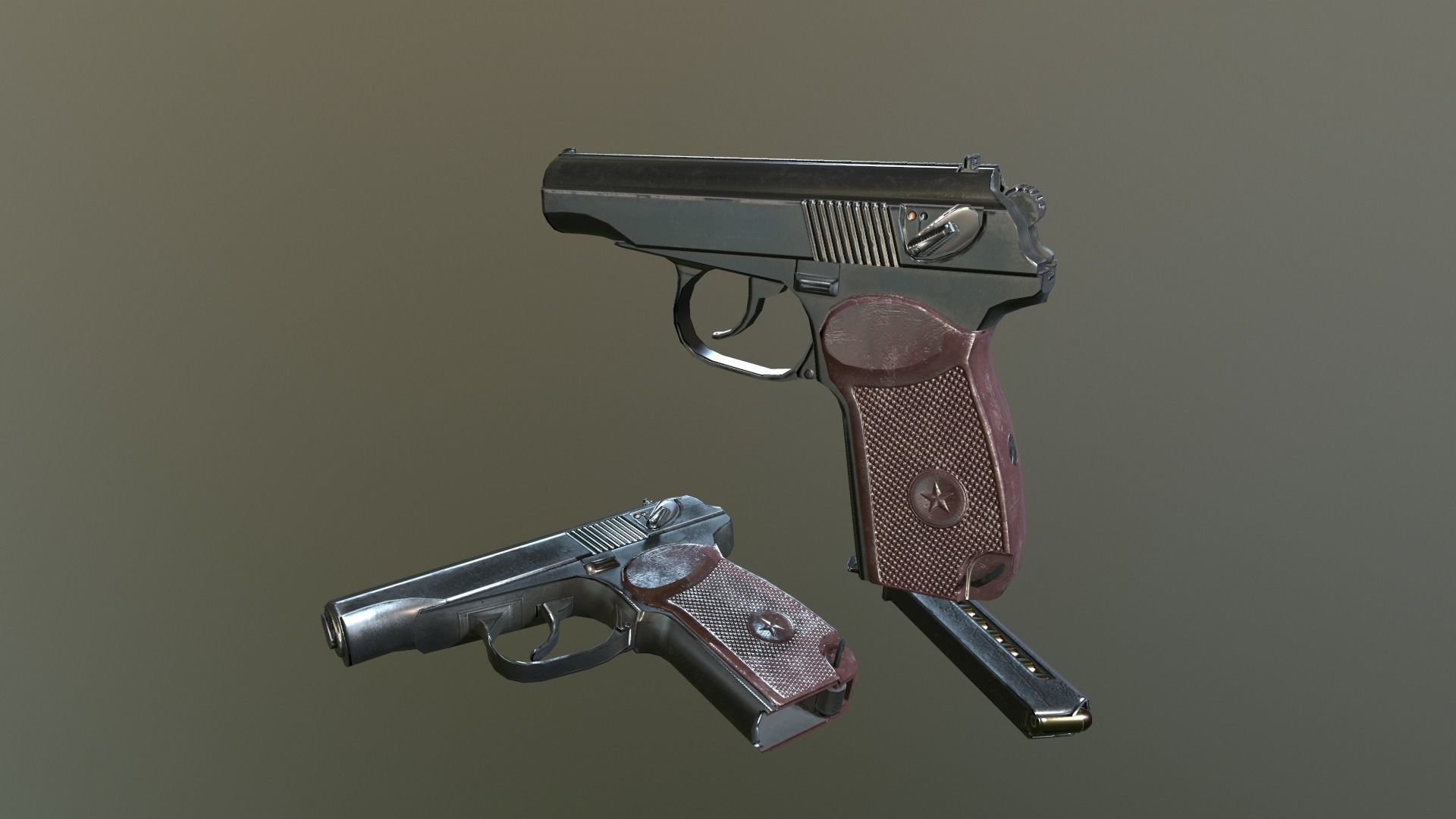 Makarov Pistol Low-poly 3D model_11