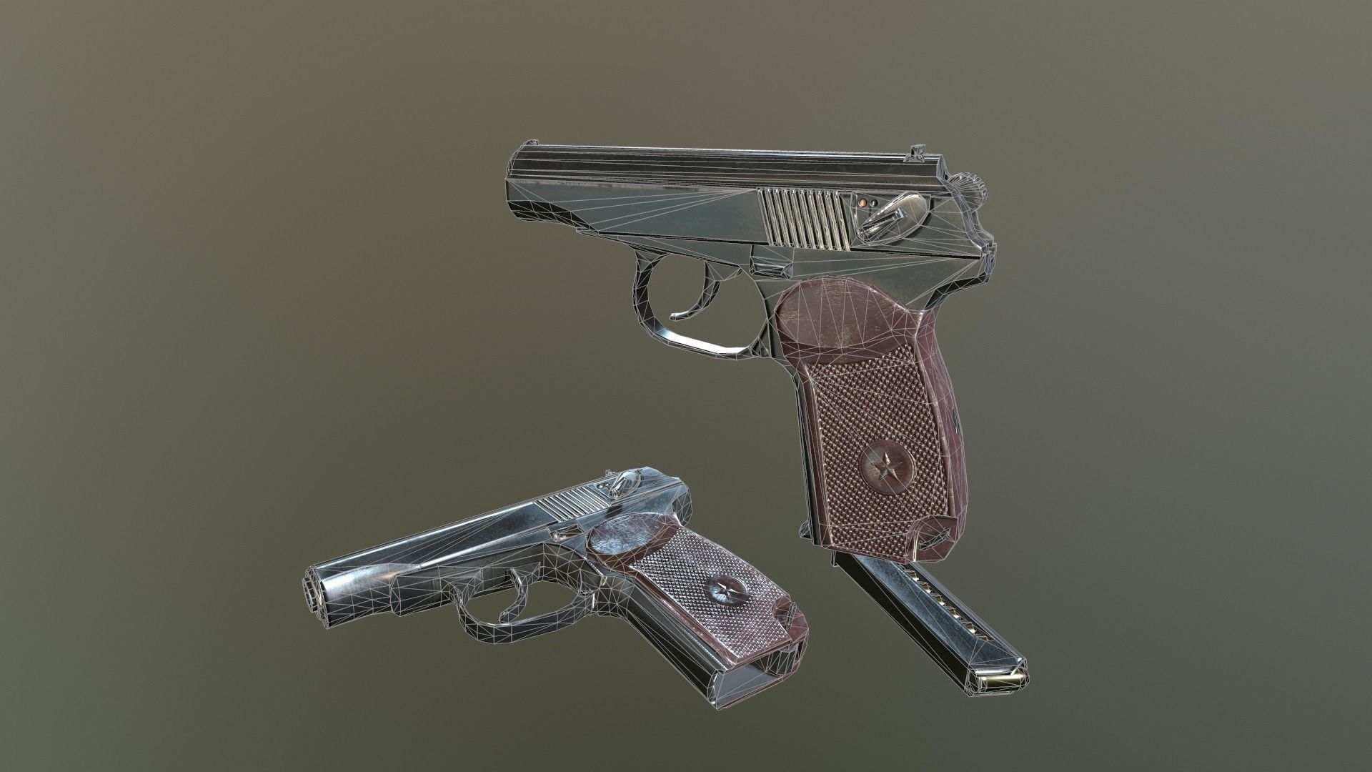 Makarov Pistol Low-poly 3D model_16