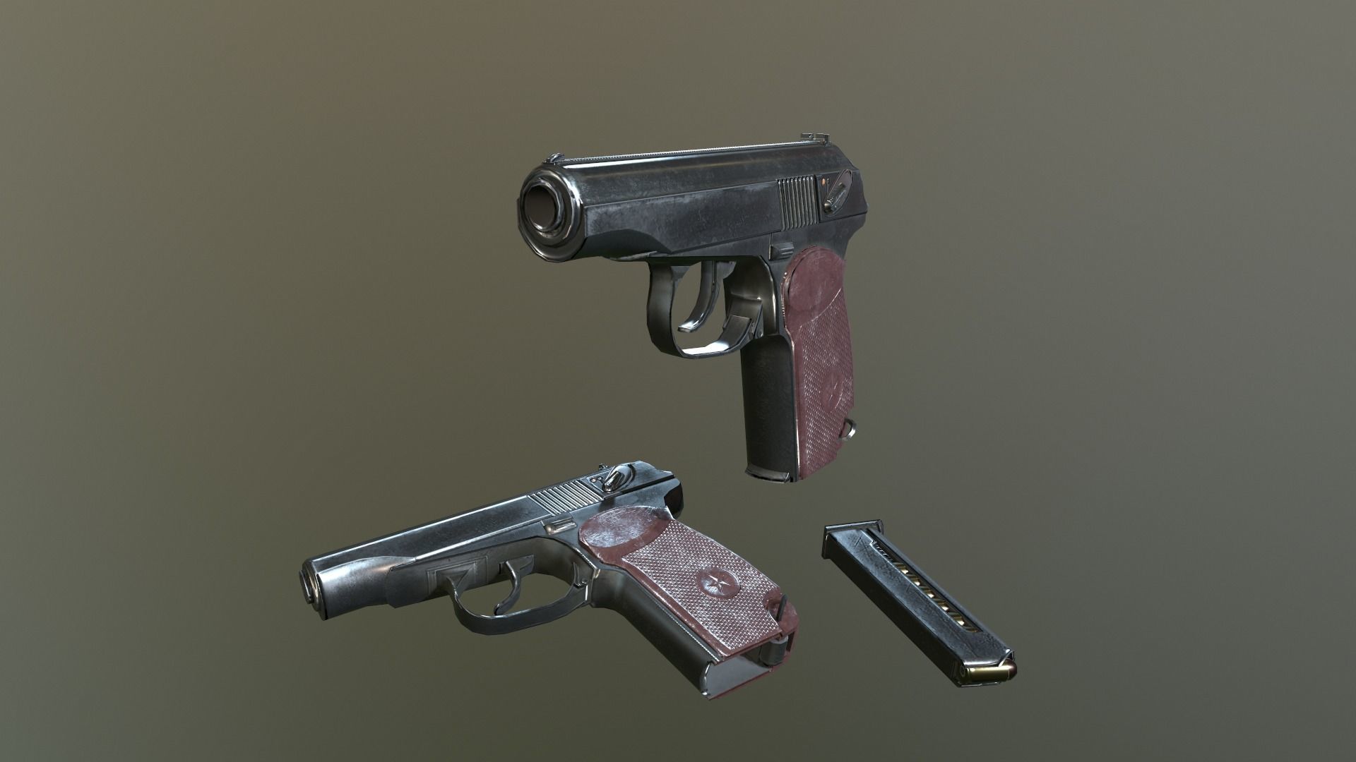Makarov Pistol Low-poly 3D model_3