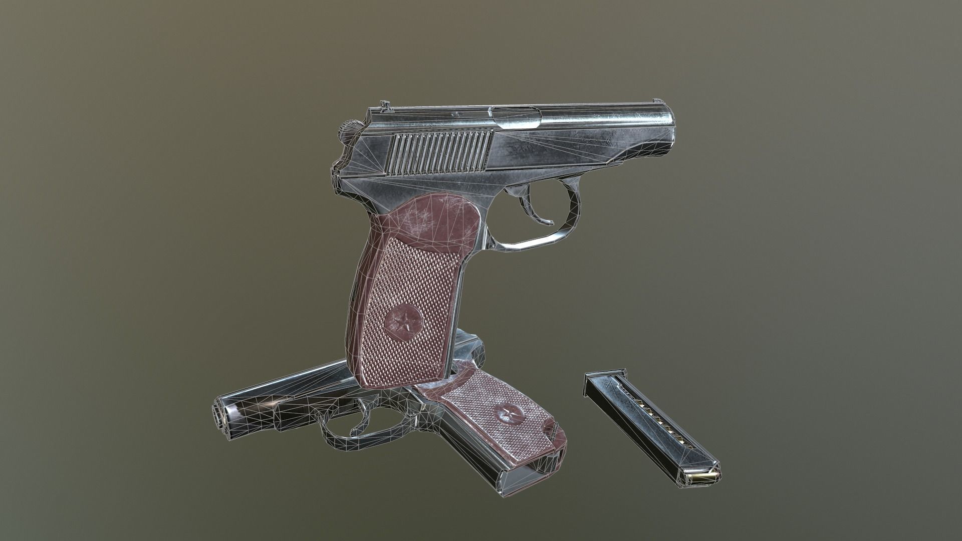 Makarov Pistol Low-poly 3D model_14