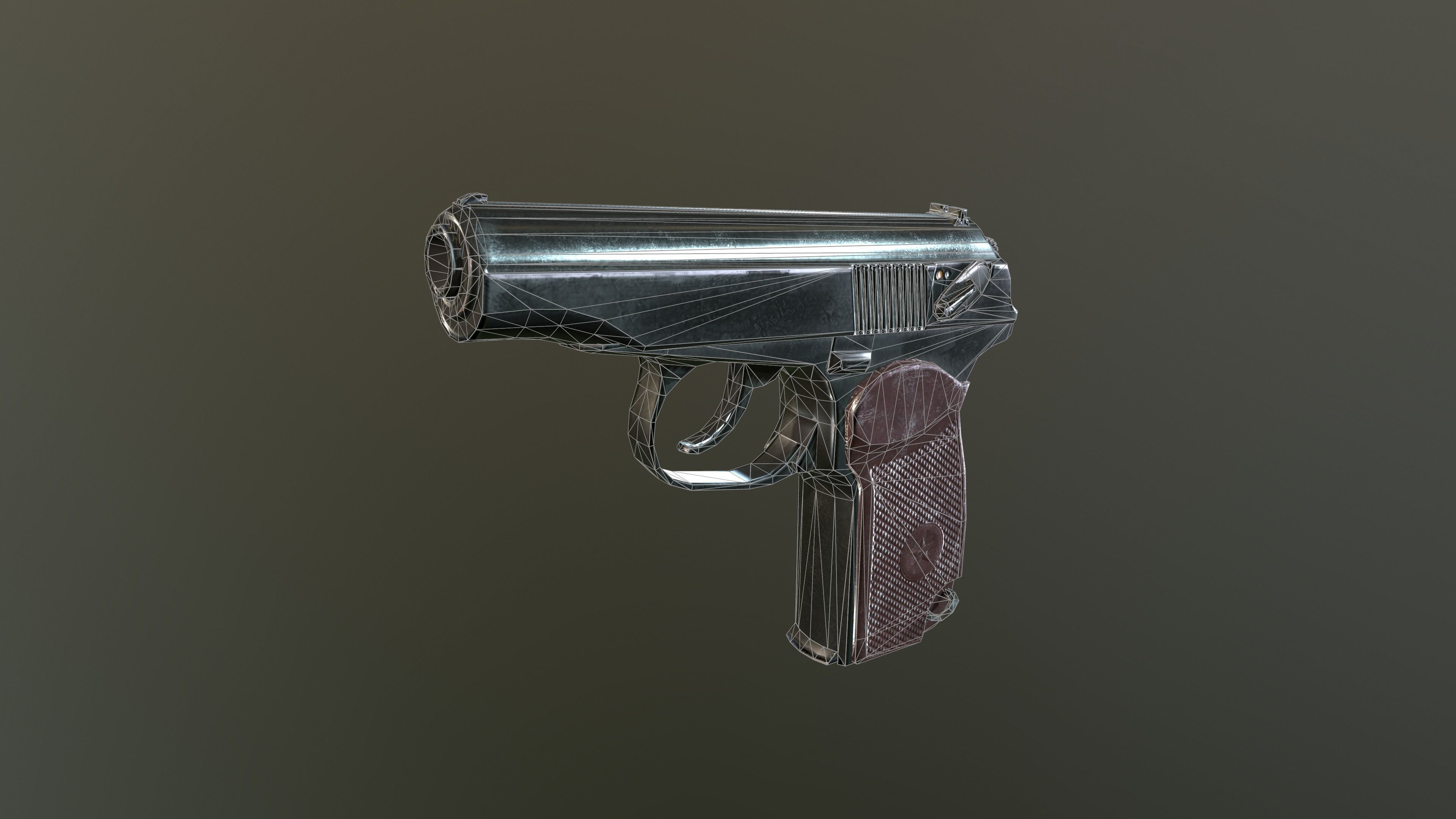 Makarov Pistol Low-poly 3D model_1