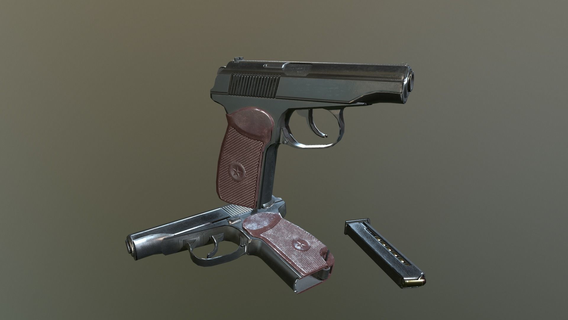 Makarov Pistol Low-poly 3D model_5