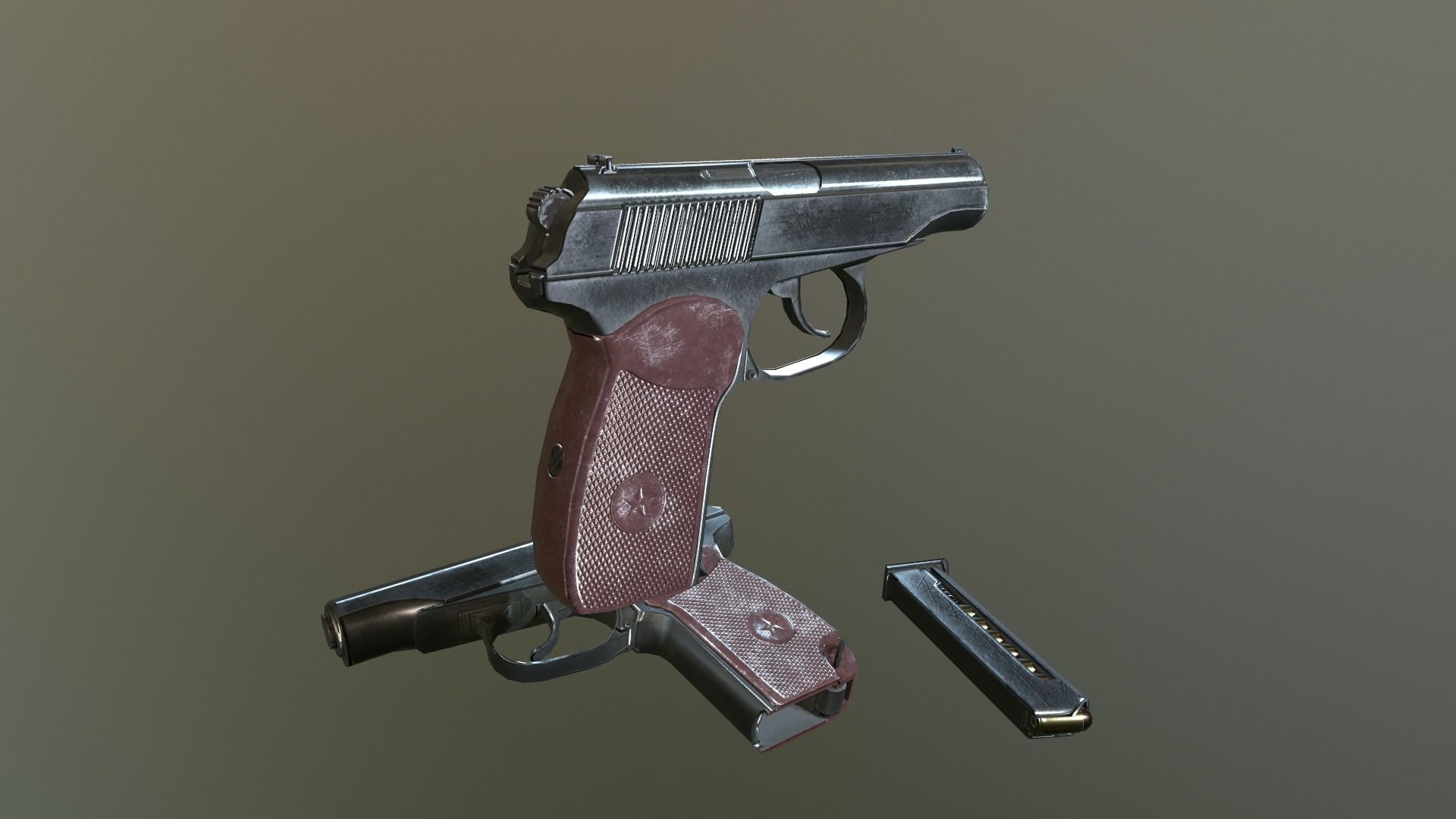 Makarov Pistol Low-poly 3D model_7