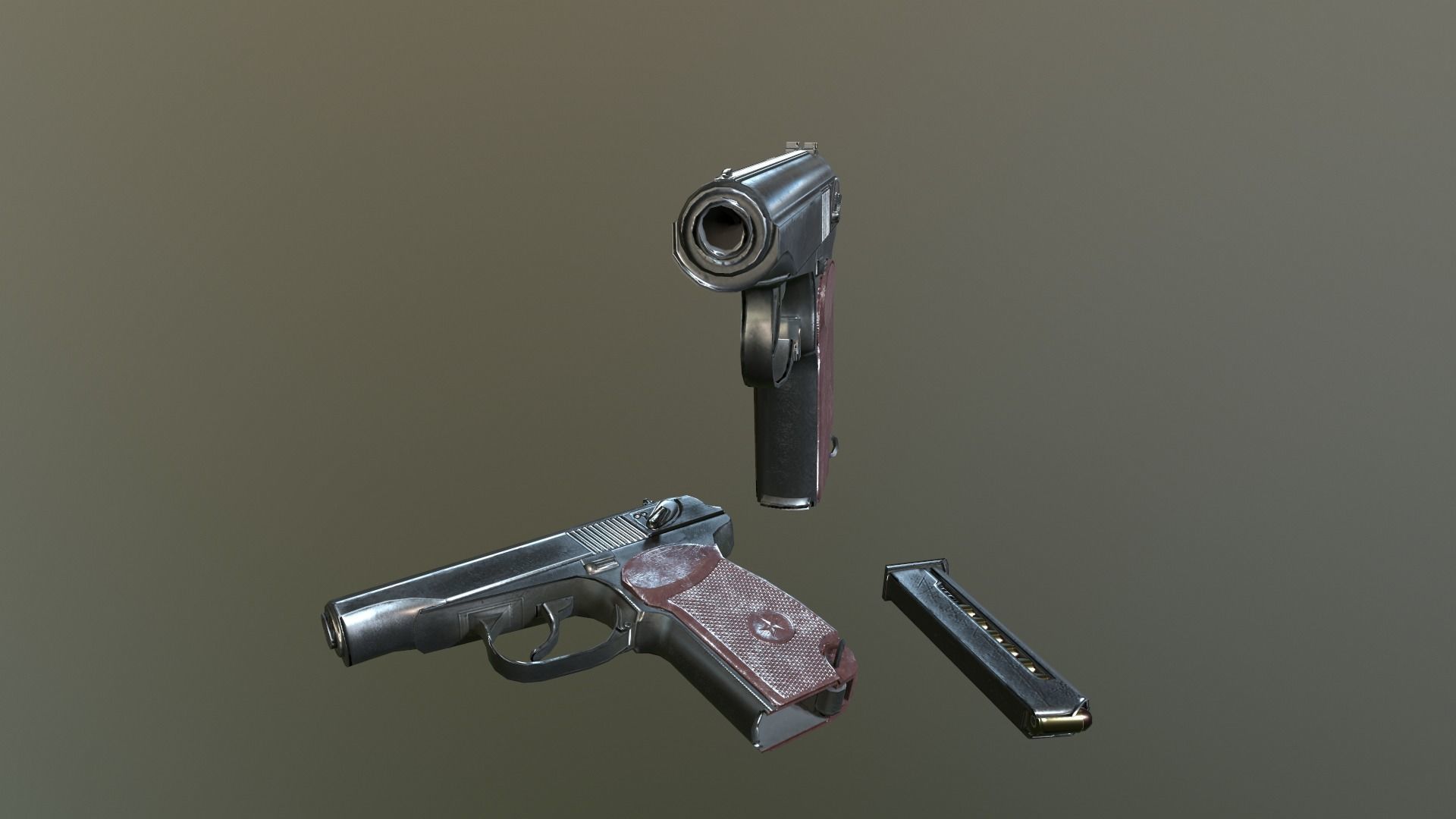 Makarov Pistol Low-poly 3D model_4
