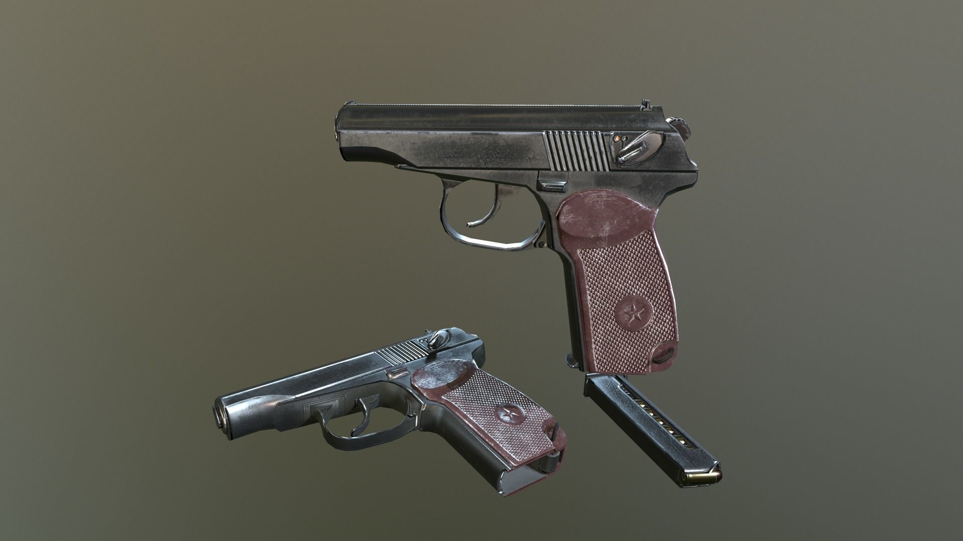 Makarov Pistol Low-poly 3D model_12