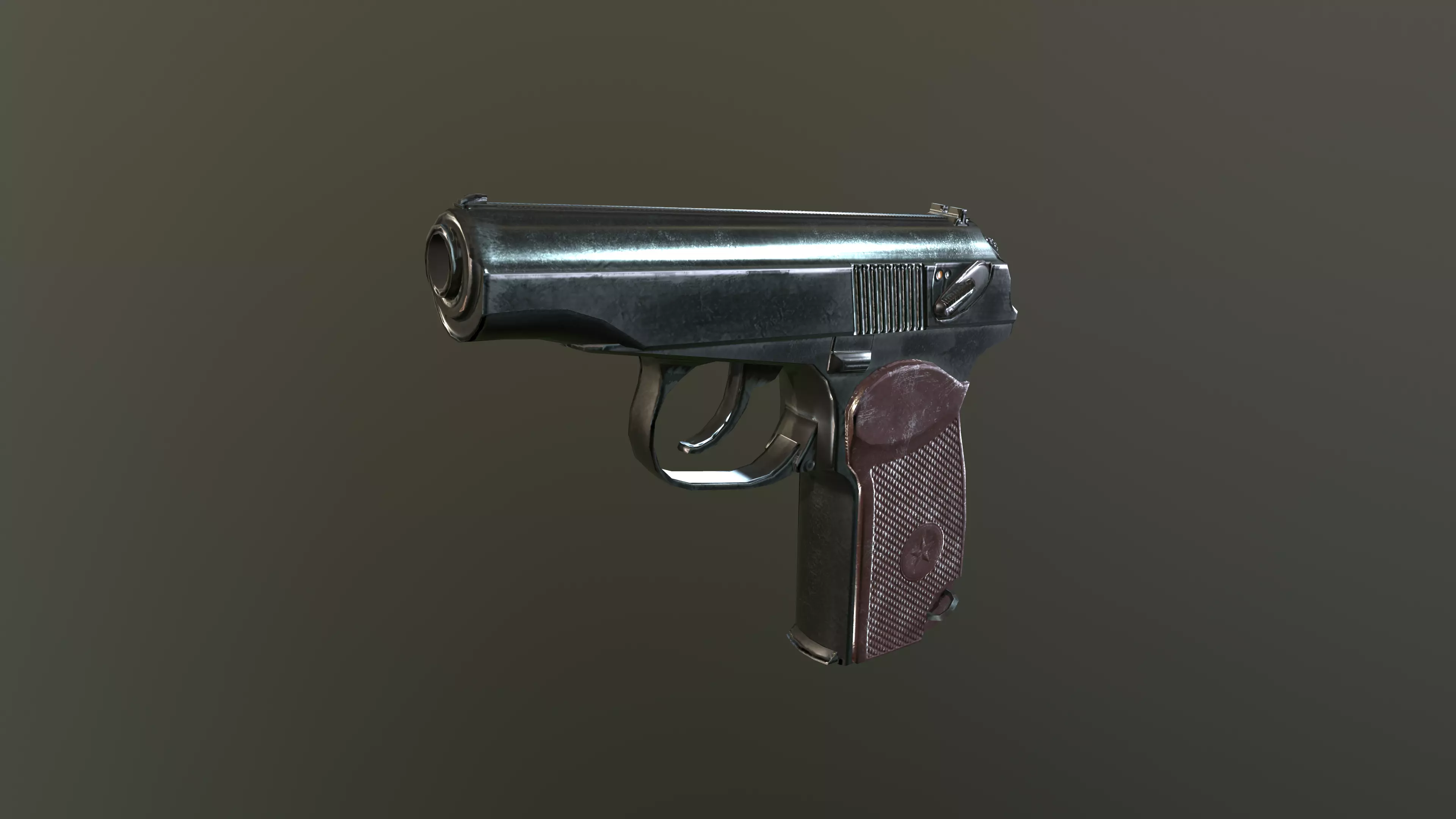 Makarov Pistol Low-poly 3D model_0